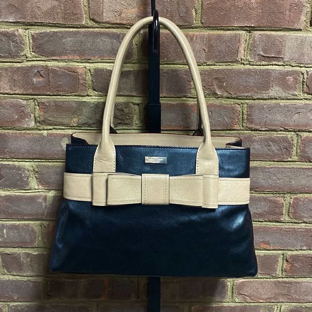 Kate Spade Black & Taupe Leather Elena Shoulder Bag & Wallet/Wristlet